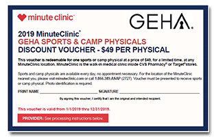 minuteclinic geha sports and camp physicals discount voucher