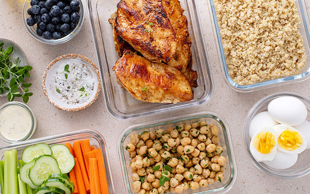 Food in meal prep containers